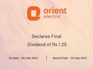 Orient Electric Ltd Declares Final Dividend of Rs 1.25