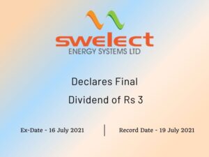 Swelect Energy Systems Ltd Declares Final Dividend of Rs 3