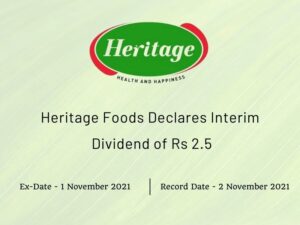 Heritage Foods Ltd Declares Rs 2.5 Interim Dividend for Q2FY22