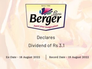Berger paints Ltd Declares Rs 3 Dividend for FY22